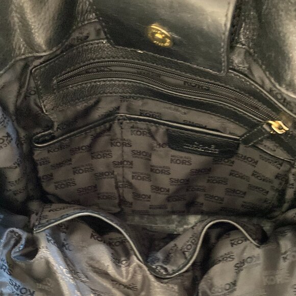 Michael Kors Black Leather Buckle Tote Bag with Gold Hardware - Picture 7 of 10